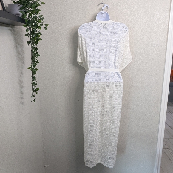 Torrid White Crochet Duster Short Sleeve Tie Waist Sweater Cover-Up Casual 1X-2X - Picture 2 of 13